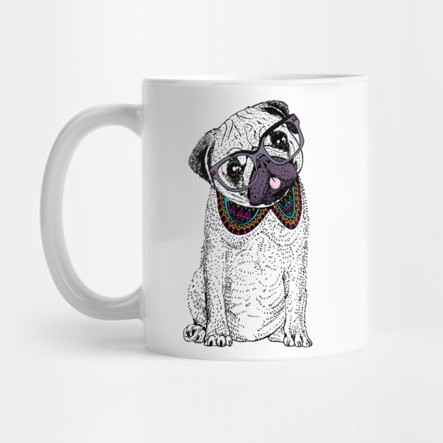 Hipster Pug by huebucket